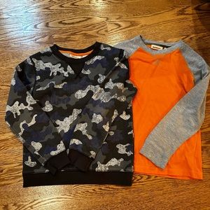 Ruff hewn tops. Size 7. Long sleeve tee and camouflage sweatshirt